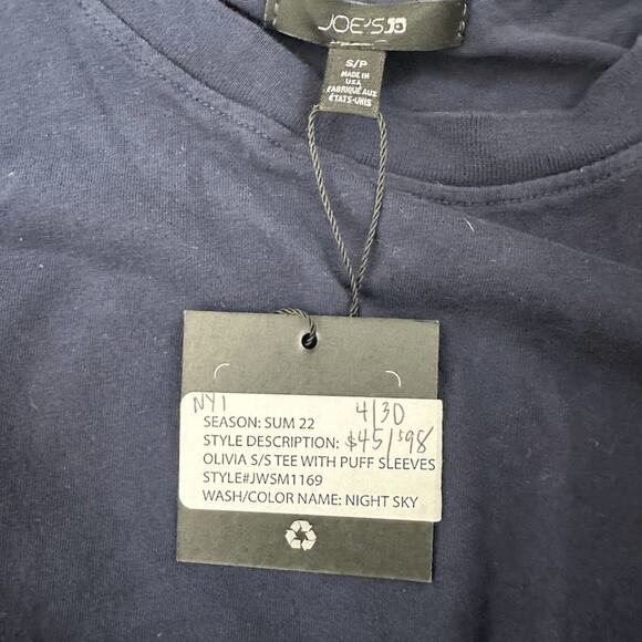 NWT Joe's Womens Night Sky Crewneck Puff Sleeve Olivia Tee Size SP JWSM1169 - Picture 6 of 6